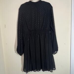 Torrid Black Dress Sz 1X Metallic Swiss Dots Pockets Goth Dark Fairy Witchcore